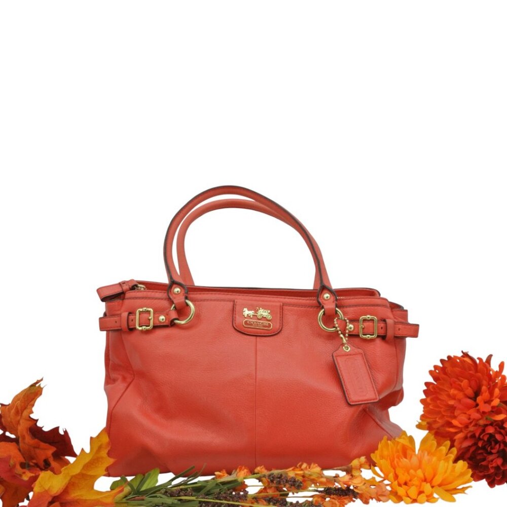 Coach Coral Red Leather Crossbody Handbag